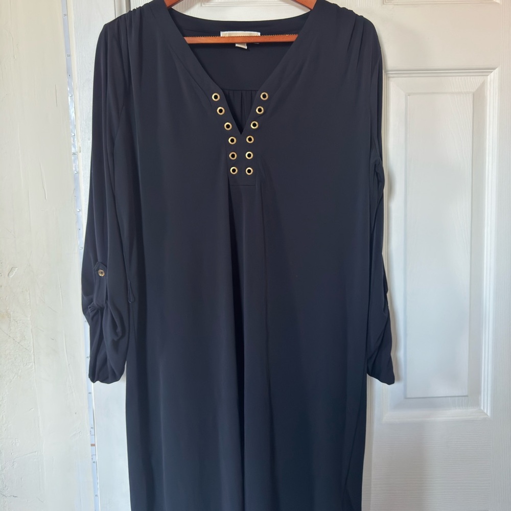 Michael Kors Black Long Sleeve Eyelet Tunic Dress
